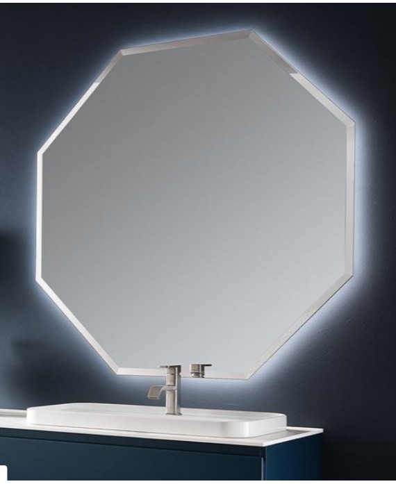 Miroir salle de bain, moderne, hexagonal 120x120x3cm sans éclairage, comp polygon3 4042.