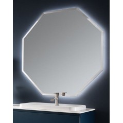 Miroir contemporain, salle de bain, hexagonal 85x85x3cm sans éclairage, comp polygon4 4043.