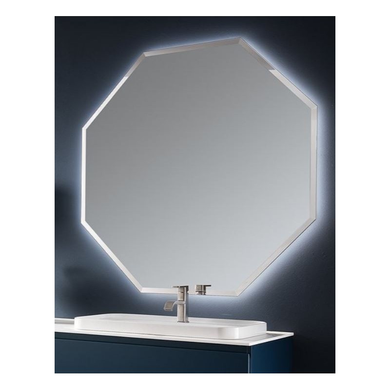 Miroir contemporain, salle de bain, hexagonal 85x85x3cm sans éclairage, comp polygon4 4043.