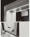 Miroir salle de bain, rétro, cadre bois laqué blanc mat avec éclairage comp marlene.