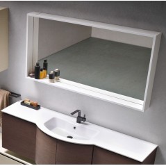 Miroir salle de bain, contemporain, cadre laqué blanc mat, avec éclairage comp forma