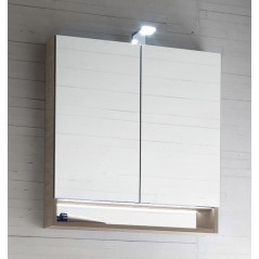 Miroir armoire salle de bain 70x75x15cm, 2 portes, laqué blanc mat, comp store 4730.