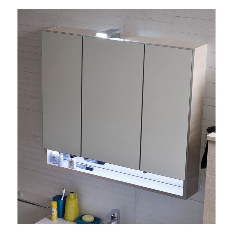 Miroir armoire salle de bain, moderne 3 portes, laqué blanc mat, comp store