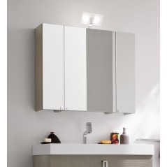 Miroir armoire contemporain salle de bain 90x75x20.8cm, 3 portes, laqué blanc mat, sans éclairage comp simply 4644.