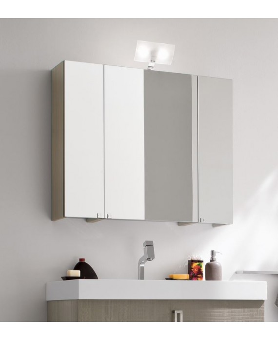 Miroir armoire contemporain salle de bain 90x75x20.8cm, 3 portes, laqué blanc mat, sans éclairage comp simply 4644.