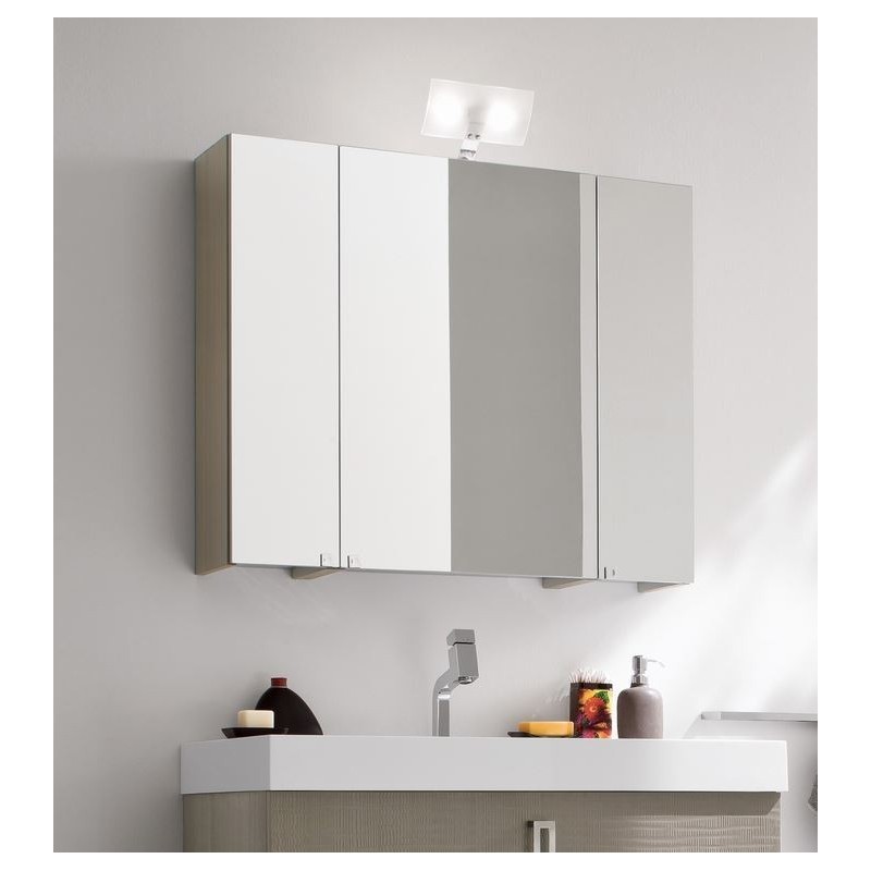 Miroir armoire contemporain salle de bain 90x75x20.8cm, 3 portes, laqué blanc mat, sans éclairage comp simply 4644.