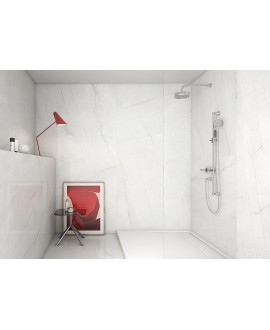 Carrelage poli brillant imitation marbre blanc veiné salle de bain 60x60cm rectifié, géoswing blanc