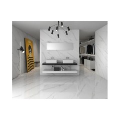 Carrelage imitation marbre rectifié mat grand format, géostatuary blanc