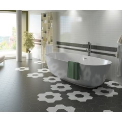 Carrelage hexagone noir et blanc mat 17.5x20cm