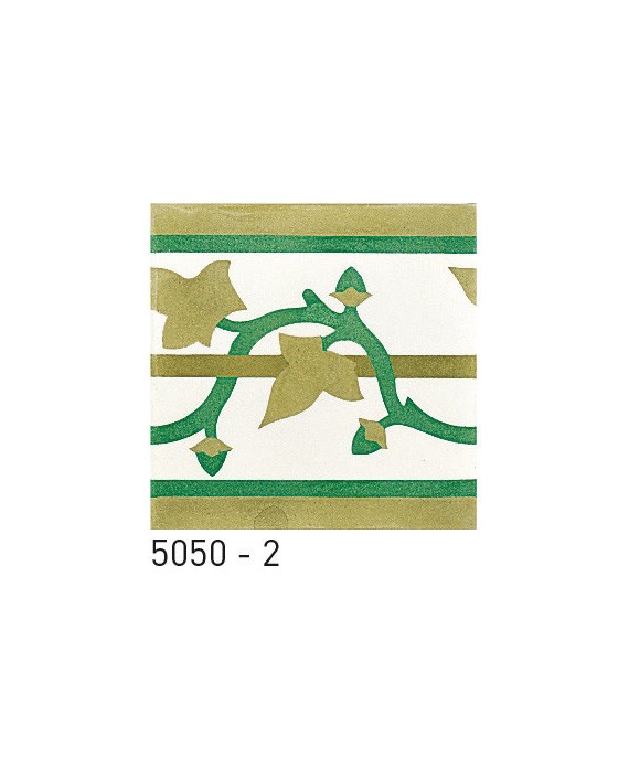 Carreau ciment véritable frise à feuille verte 5050-2 20x20cm