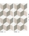 Carreau ciment véritable décor trompe l'oeil gris et blanc 7290-2 20x20cm
