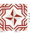 Carrelage ciment décor étoile rouge et blanc 1200-2 20x20cm