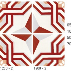 Carrelage ciment décor étoile rouge et blanc 1200-2 20x20cm