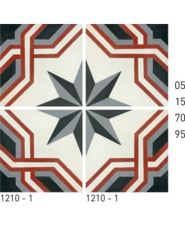 Carreau ciment véritable décor étoile 1210-1 20x20cm