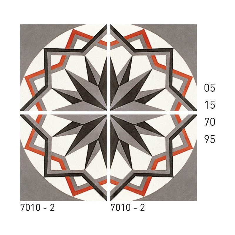 Carreau ciment véritable rosace 7010-2 20x20cm