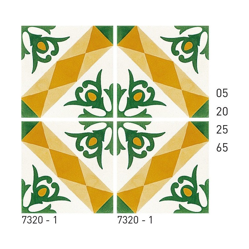 Carreau ciment véritable décor arabesque 7320-1 20x20cm