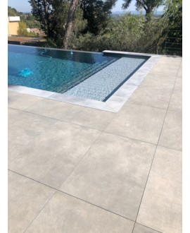 carrelage anti-dérapant plages de piscine forte épaisseur 90x60X2cm, R11 A+B+C, imitation béton santaset grey