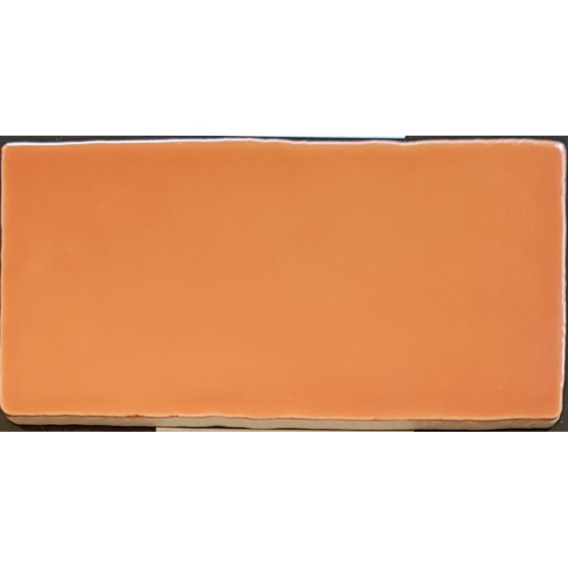 Carrelage imitation zellige DT handmade orange brillant 7.5x15cm