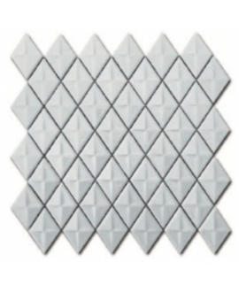 Mosaique losange D gemme blanc brillant sur trame 28.3x28.3x0.5cm