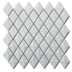 Mosaique losange D gemme blanc brillant sur trame 28.3x28.3x0.5cm