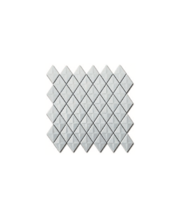 Mosaique losange D gemme blanc brillant sur trame 28.3x28.3x0.5cm