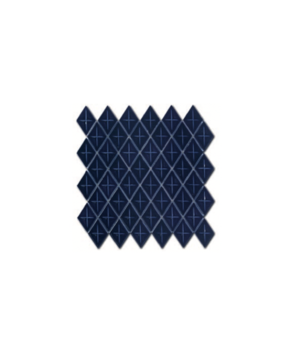 Mosaique losange gemme D bleu de sevres brillant sur trame 28.3x28.3x0.5cm