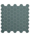 Mosaique hexagonale mini tomette vert mat salle de bain cuisine mur et sol, bureau, 4.3x3.8cm sur trame 31.6x31.6cm terragreen