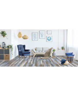 Carrelage salon, effet parquet bleu moderne mat, sol et mur, 20x120cm, savamazonia bleu