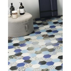 Carrelage hexagone realhex nouveau bleu 26.5x51cm