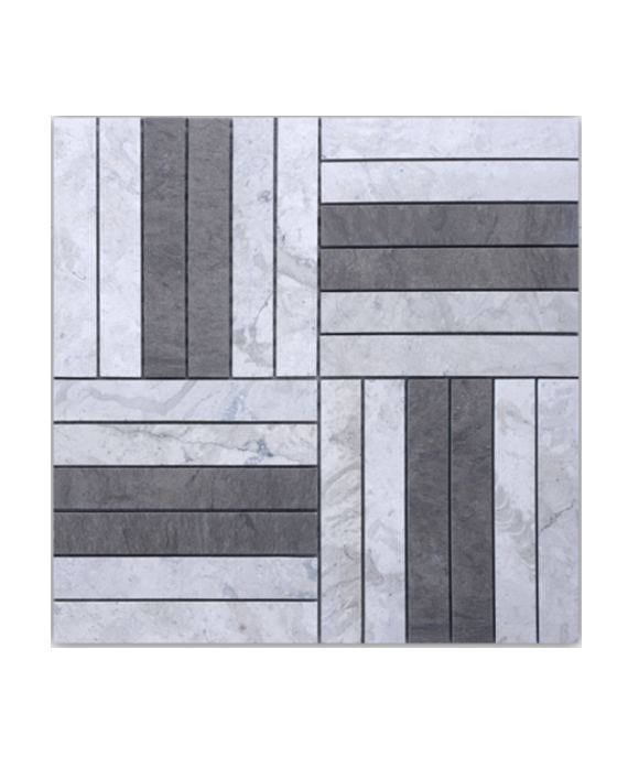 Mosaique cuisine, salle de bain D marco gris 14.8x2.3cm: thala gris et foussana gris sur trame 30x30x1cm