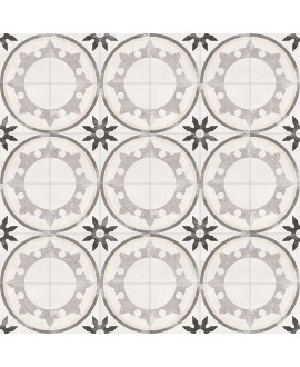 Carrelage imitation carreau de ciment cercle ancien 20x20cm, V fiyi blanco