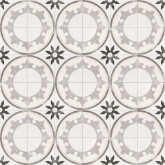 Carrelage imitation carreau de ciment cercle ancien 20x20cm, V fiyi blanco