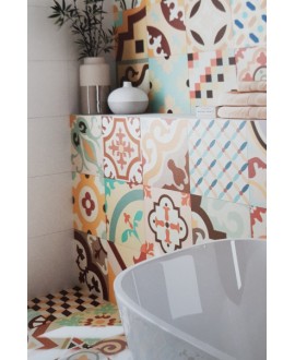 Carrelage salle de bain réalhanoi saumon décor 33x33cm (36 decor différents) effet carreau ciment 