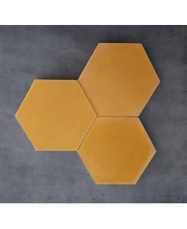 Carreau ciment jaune safran hexagone 20x17.4x1.6cm