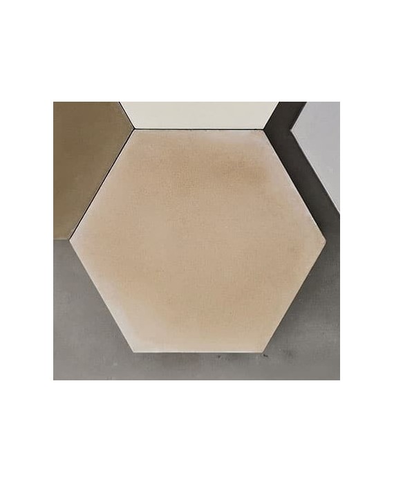 Carreau ciment beige mat hexagone 20x17.4x1.6cm véritable 21
