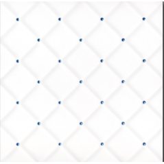 Carrelage D matelassé blanc brillant point bleu 20x20x0.6cm