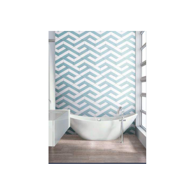 Carrelage imitation carreau de ciment 25x22cm D hexagone capri aqua