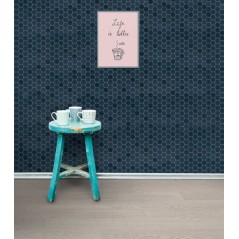 Mosaique hexagone mur et sol salle de bain bleu foncé mat 4.3x3.8cm sur trame 31.6x31.6cm terranavy