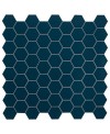 Mosaique hexagone mur et sol salle de bain bleu foncé mat 4.3x3.8cm sur trame 31.6x31.6cm terranavy