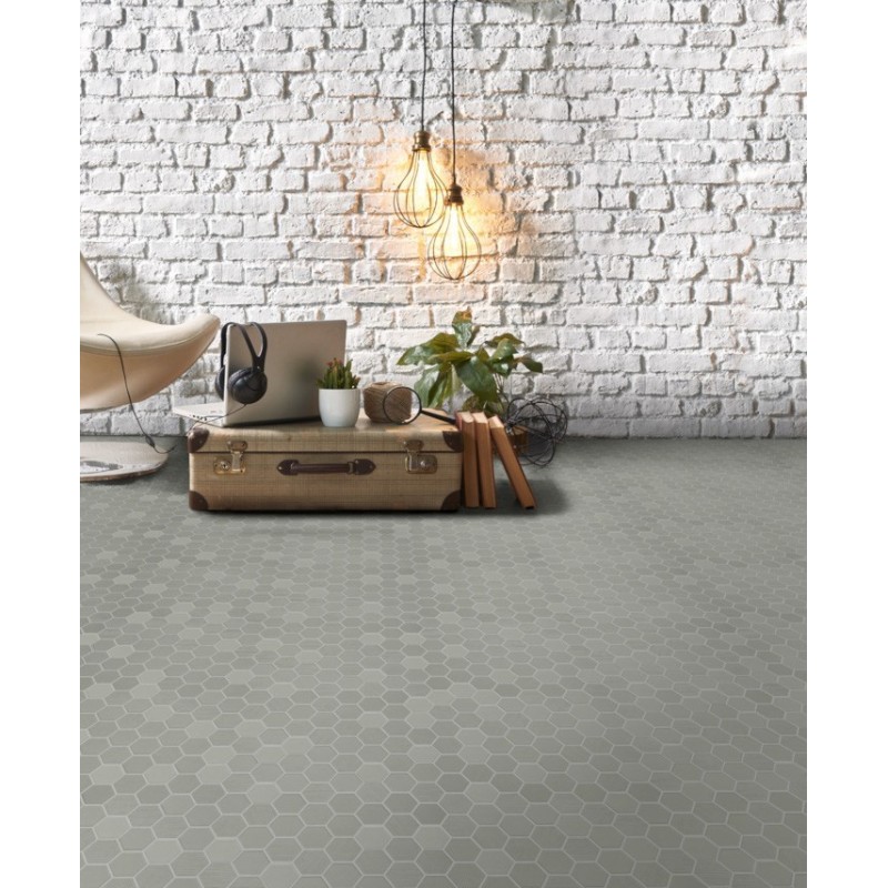 Mosaique Hexagone En Grès Cérame Terrasage Mat Gris Clair