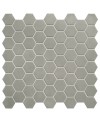 Mosaique hexagonale en grès cérame gris clair mat mini tomette 4.3x3.8cm sur trame 31.6x31.6cm terrahexasage