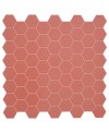 Mosaique hexagonale mini tomette rouge cerise mat sol et mur 4.3x3.8cm sur trame 31.6x31.6cm terracherry
