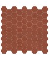 Mosaique hexagonale sol et mur rouge foncé mat mini tomette 4.3x3.8cm sur trame 31.6x31.6cm terrarusty
