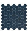 Mini tomette mosaique hexagone bleu foncé mat effet tissu 4.3x3.8cm sur trame 31.6x31.6cm terrahexanavy mix