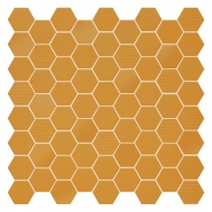 Mini tomette mosaique hexagone jaune mat mur et sol, effet tissu 4.3x3.8cm sur trame 31.6x31.6cm terrahexamix yellow