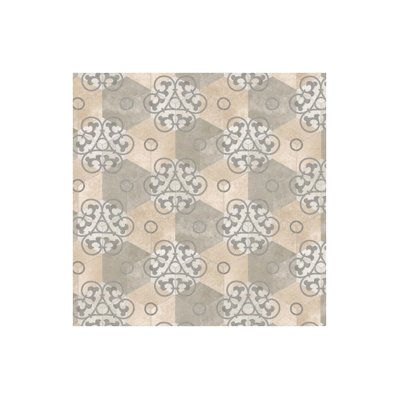 Carrelage imitation carreau de ciment hexagone mat décoré 23x26.6 cm V kunashir multicolor