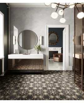 Carrelage salle de bain, imitation bois et marbre incrusté, 20x20cm rectifié, santintarsi glam 04, R10