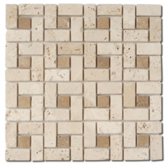 Mosaique salle de bain D travertin classic noce big labirinthe sur trame 30,5x30,5x1cm