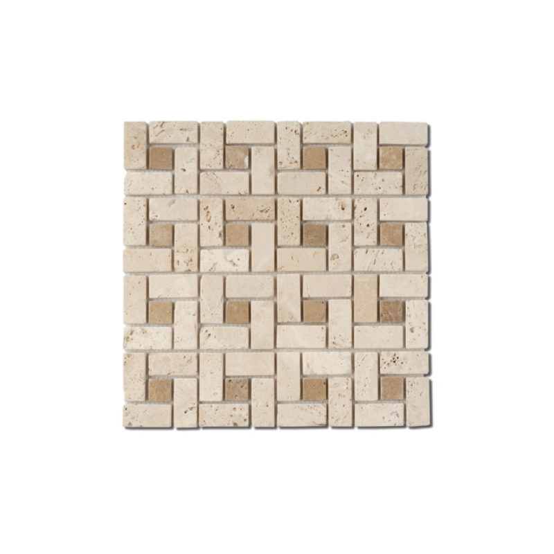 Mosaique salle de bain D travertin classic noce big labirinthe sur trame 30,5x30,5x1cm