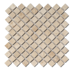 Mosaique salle de bain D travertin diagonal classic sur trame 30,5x30,5x1cm